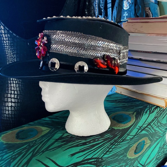 Custom Designed Red Bejeweled Hat & Necklace Set main image 4